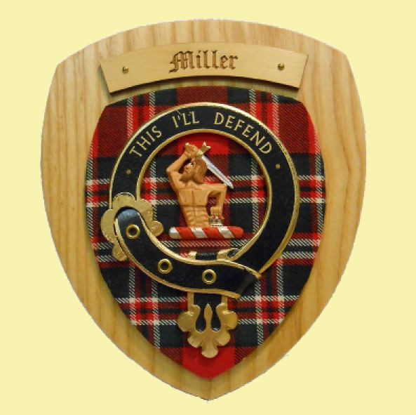 Miller Clan Crest Tartan 10 x 12 Woodcarver Wooden Wall Plaque 