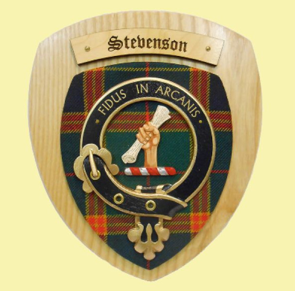 Stevenson Clan Crest Tartan 7 x 8 Woodcarver Wooden Wall Plaque 