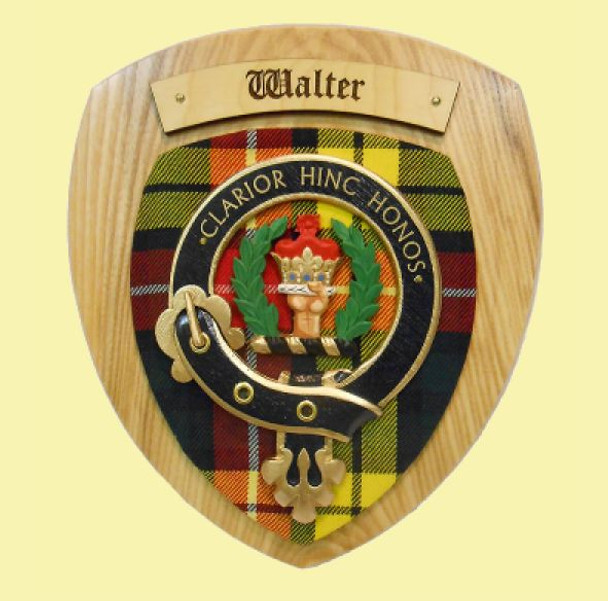 Walter Clan Crest Tartan 10 x 12 Woodcarver Wooden Wall Plaque 