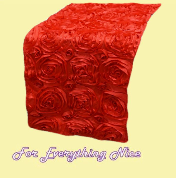 Scarlet Red Grandiose Rosette Wedding Table Runners Decorations x 25 For Hire Scarlet Red Grandiose Rosette Wedding Table Runners Decorations x 25 For Hire