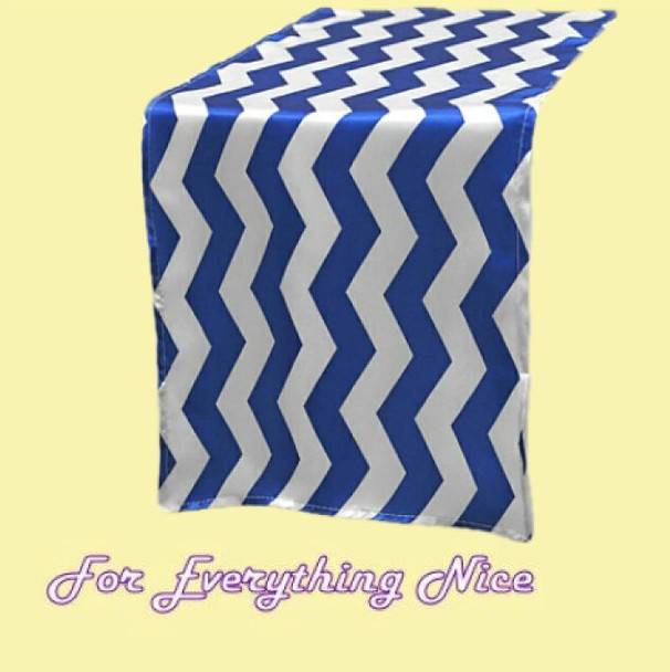 Royal Blue White Chevron Satin Wedding Table Runners Decorations x 5 For Hire Royal Blue White Chevron Satin Wedding Table Runners Decorations x 5 For Hire