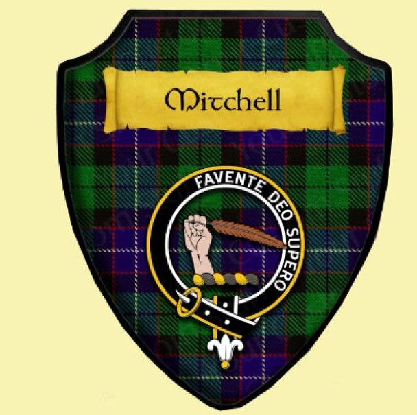 Mitchell Modern Tartan Crest Wooden Wall Plaque Shield