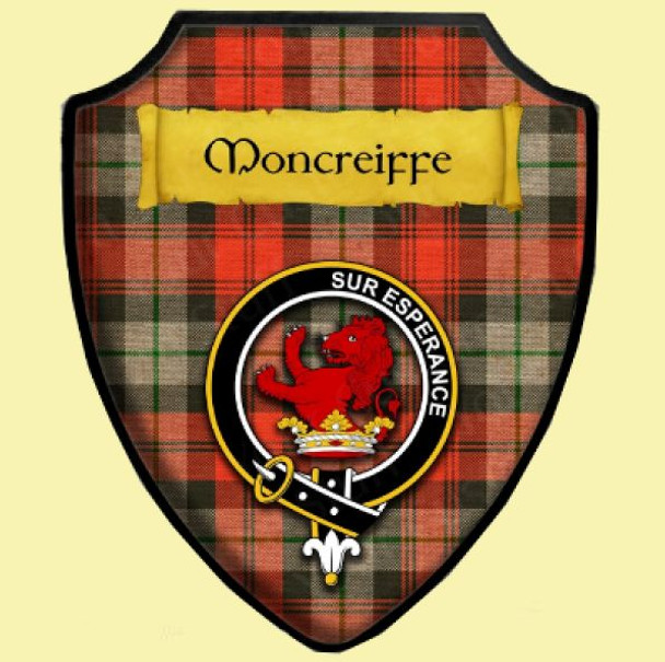 Moncreiffe Weathered Tartan Crest Wooden Wall Plaque Shield