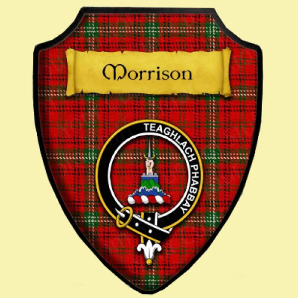 Morrison Dark Red Ancient Tartan Crest Wooden Wall Plaque Shield