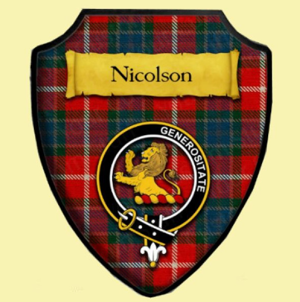 Nicolson Lewis Modern Tartan Crest Wooden Wall Plaque Shield Nicolson Lewis Modern Tartan Crest Wooden Wall Plaque Shield