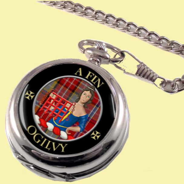 Ogilvy Clan Crest Round Shaped Chrome Plated Pocket Watch
