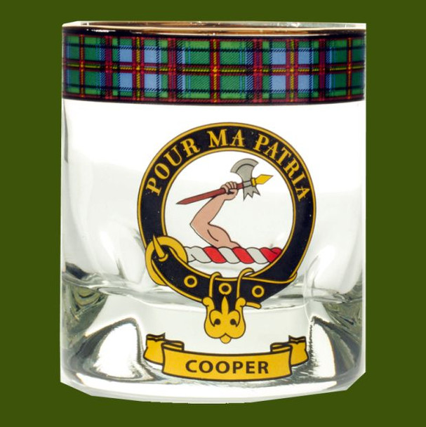 Cooper Clansman Crest Tartan Tumbler Whisky Glass Set of 4