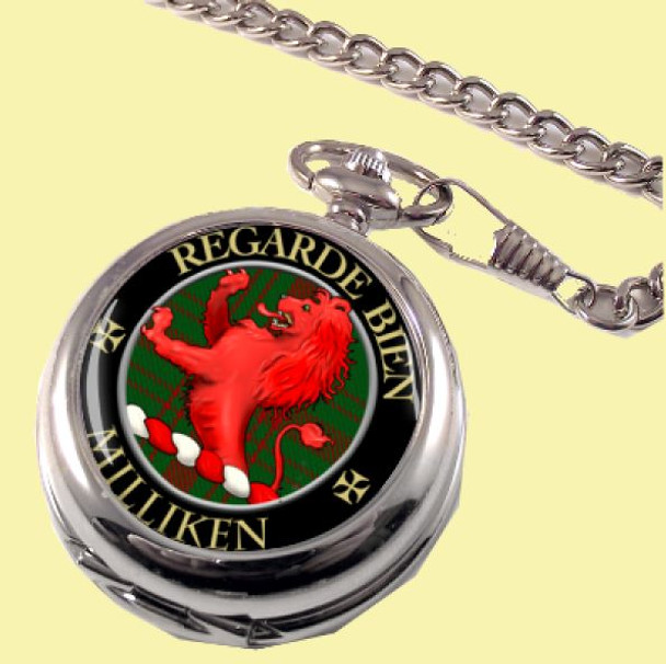 Milliken Clan Crest Round Shaped Chrome Plated Pocket Watch