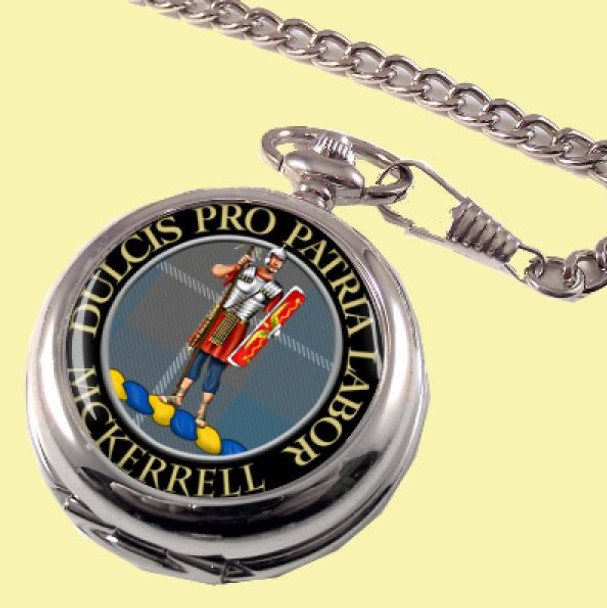 McKerrel Clan Crest Round Shaped Chrome Plated Pocket Watch