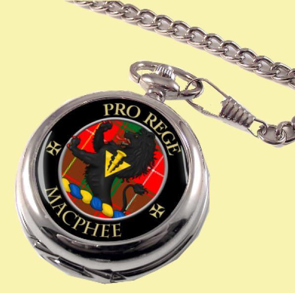 MacPhee Modern Clan Crest Round Shaped Chrome Plated Pocket Watch