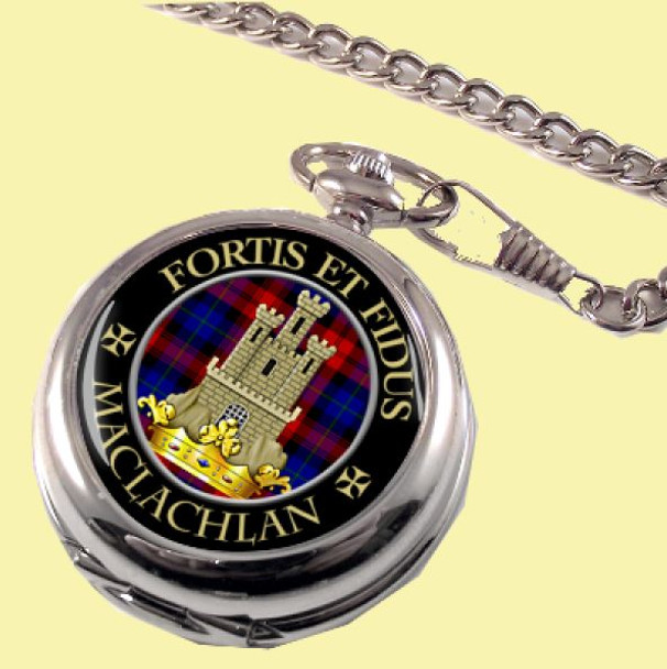 MacLachlan Clan Crest Round Shaped Chrome Plated Pocket Watch