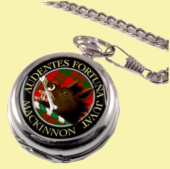 MacKinnon Clan Crest Round Shaped Chrome Plated Pocket Watch