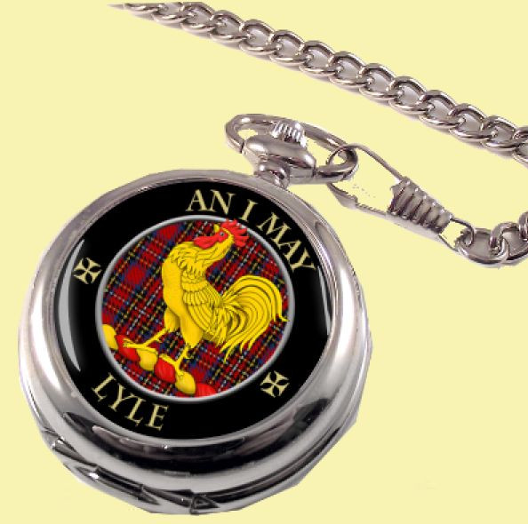 Lyle Clan Crest Round Shaped Chrome Plated Pocket Watch