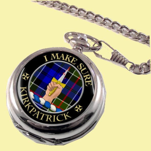 Kirkpatrick Clan Crest Round Shaped Chrome Plated Pocket Watch
