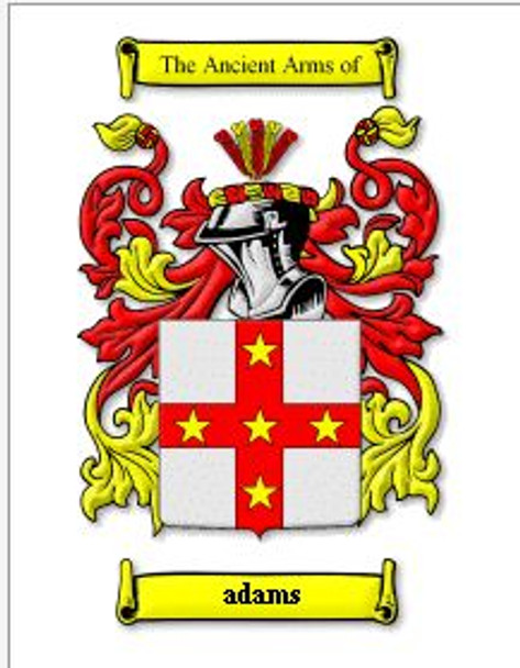 Adams Coat of Arms Surname Large Print Adams Family Crest