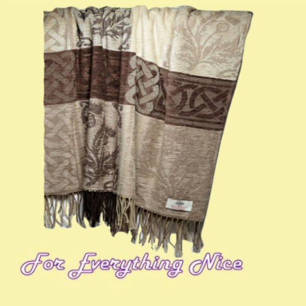 Celtic Thistle Chocolate Chenille Wool Jacquard Blanket Throw