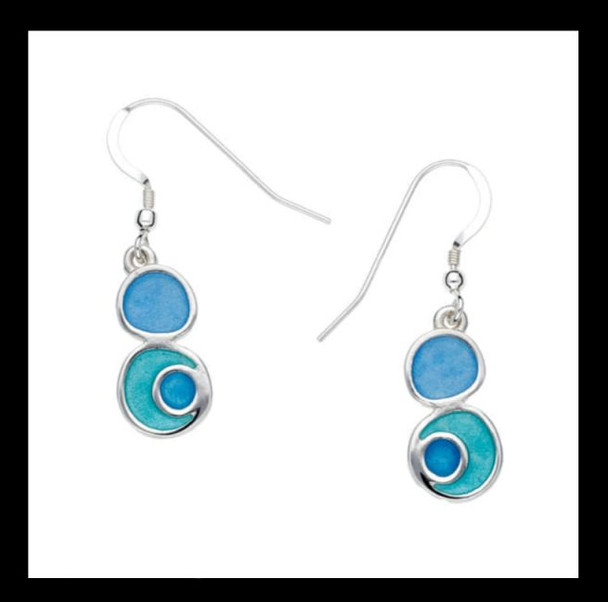 Lagoon Drop Glas Mor Enamel Sterling Silver Sheppard Hook Earrings
