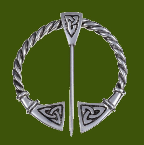 Celtic Knot Large Round Antiqued Penannular Stylish Pewter Brooch