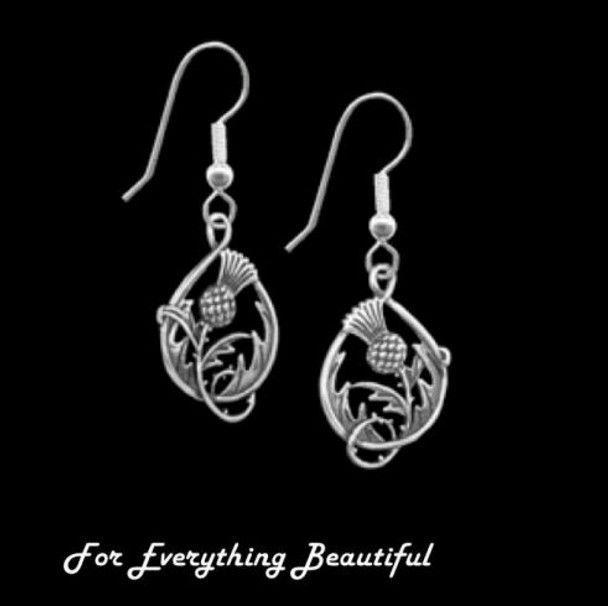Spirit of Scotland Thistle Double Sided Floral Emblem Sterling Silver Earrings