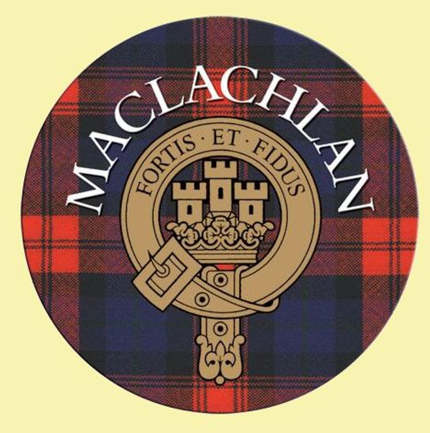 MacLachlan Clan Crest Tartan Cork Round Clan Badge Coasters Set of 2
