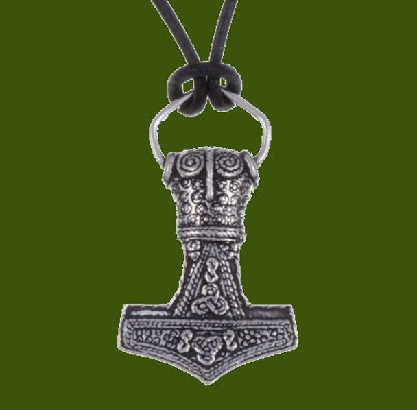 Thors Hammer Amulet Stylish Pewter Leather Cord Pendant Thors Hammer Amulet Stylish Pewter Leather Cord Pendant