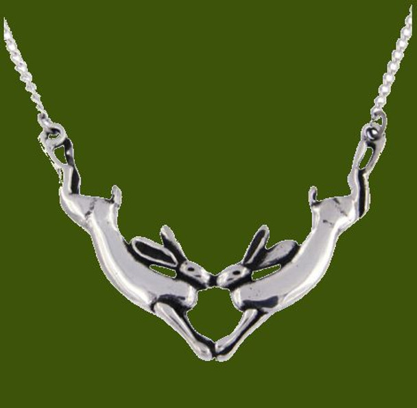 Kissing Hares Animal Themed Stylish Pewter Pendant