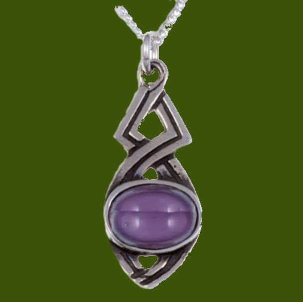 Celtic Twist Antiqued Purple Glass Stone Small Stylish Pewter Pendant Celtic Twist Antiqued Purple Glass Stone Small Stylish Pewter Pendant