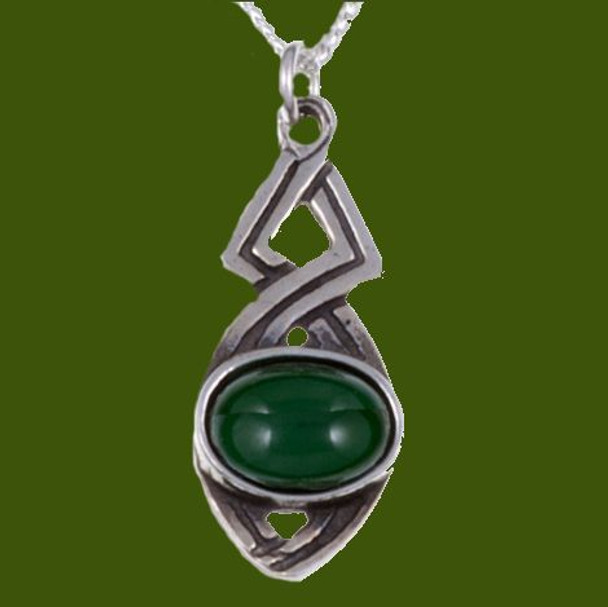 Celtic Twist Antiqued Green Glass Stone Small Stylish Pewter Pendant Celtic Twist Antiqued Green Glass Stone Small Stylish Pewter Pendant