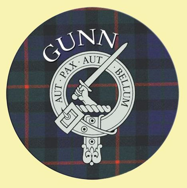 Gunn Clan Crest Tartan Cork Round Clan Badge Coasters Set of 2