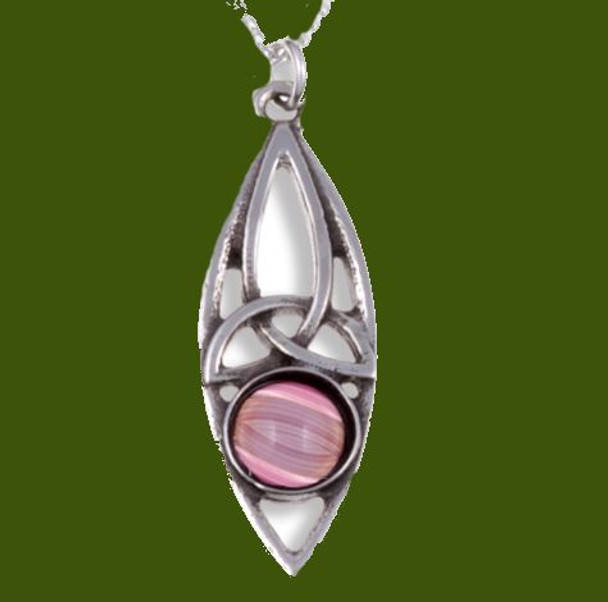 Celtic Oval Knot Antiqued Purple Glass Stone Small Stylish Pewter Pendant