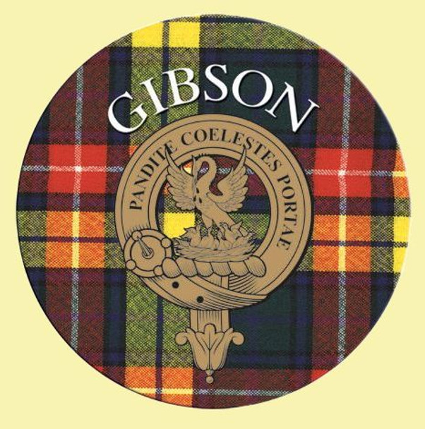 Gibson Clan Crest Tartan Cork Round Clan Badge Coasters Set of 2