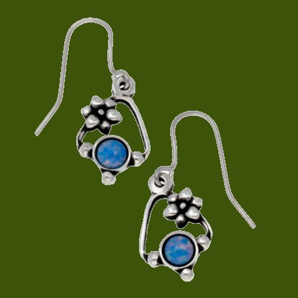 Flower Knot Opal Glass Stone Stylish Pewter Sheppard Hook Earrings