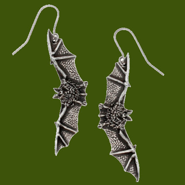 Flying Bat Animal Themed Sheppard Hook Stylish Pewter Earrings