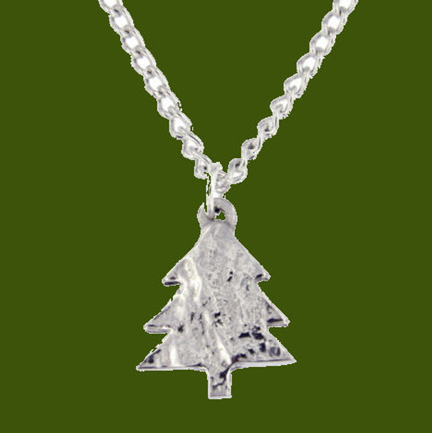 Christmas Tree Textured Polished Small Stylish Pewter Pendant
