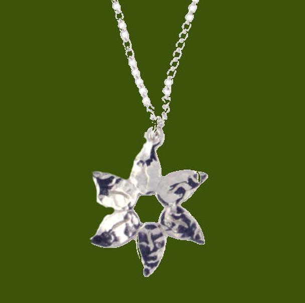 Petal Flower Planished Polished Stylish Pewter Pendant