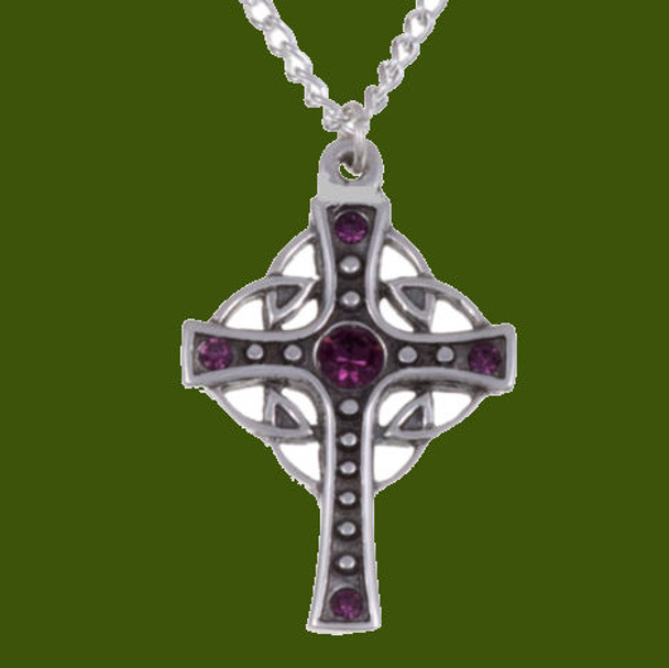 Endless Open Loop Antiqued Cross Purple Crystal Stone Stylish Pewter Pendant Endless Open Loop Antiqued Cross Purple Crystal Stone Stylish Pewter Pendant