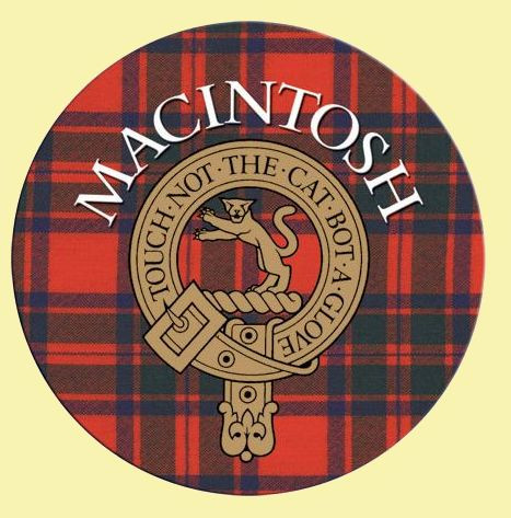 MacIntosh Clan Crest Tartan Cork Round Clan Badge Coasters Set of 4