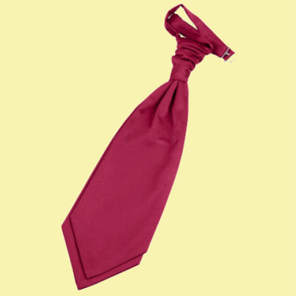 Crimson Red Mens Plain Satin Pre-tied Ruche Wedding Cravat Necktie 