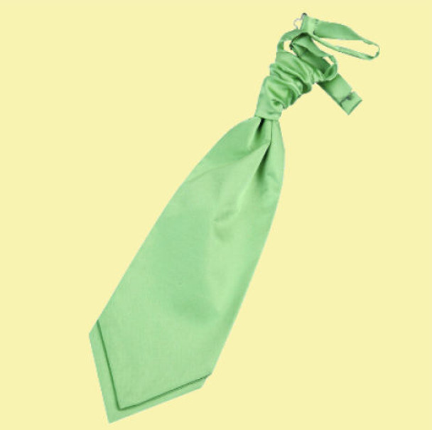 Lime Green Mens Plain Satin Pre-tied Ruche Wedding Cravat Necktie 