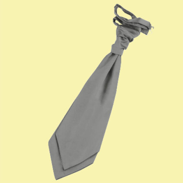 Platinum Grey Mens Plain Satin Pre-tied Ruche Wedding Cravat Necktie 