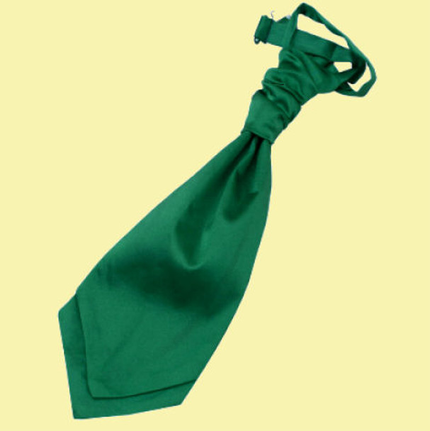 Emerald Green Boys Plain Satin Pre-tied Ruche Wedding Cravat Necktie 