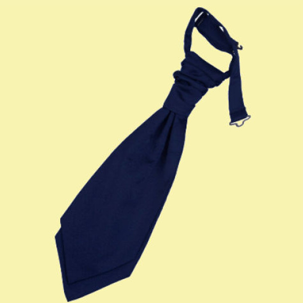 Navy Blue Boys Plain Satin Pre-tied Ruche Wedding Cravat Necktie 