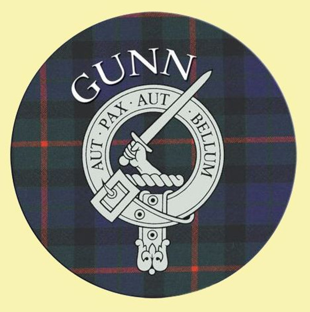 Gunn Clan Crest Tartan Cork Round Clan Badge Coasters Set of 4