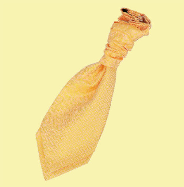 Marigold Yellow Boys Greek Key Microfibre Pre-tied Ruche Wedding Cravat Necktie 
