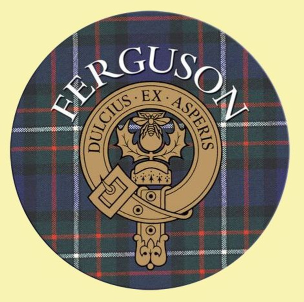 Ferguson Clan Crest Tartan Cork Round Clan Badge Coasters Set of 4