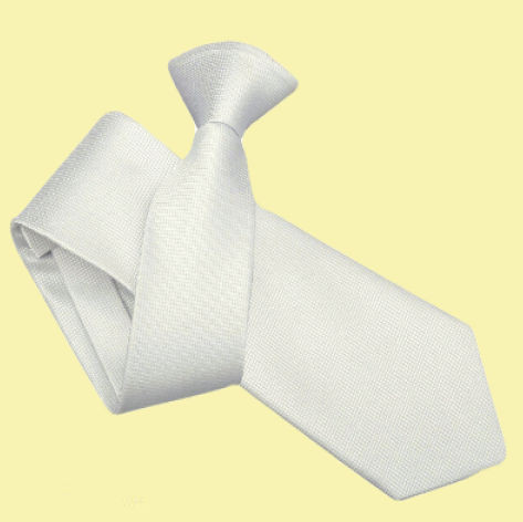White Mens Solid Check Microfibre Slim Clip-on Tie Wedding Necktie