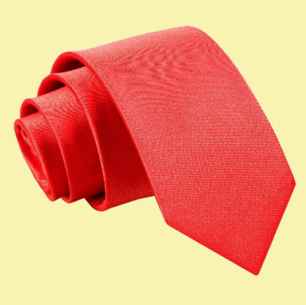 Scarlet Red Boys Plain Satin Straight Tie Wedding Necktie