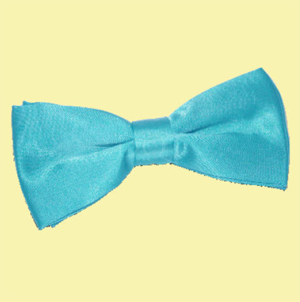 Robins Egg Blue Mens Plain Satin Bow Tie Wedding Necktie
