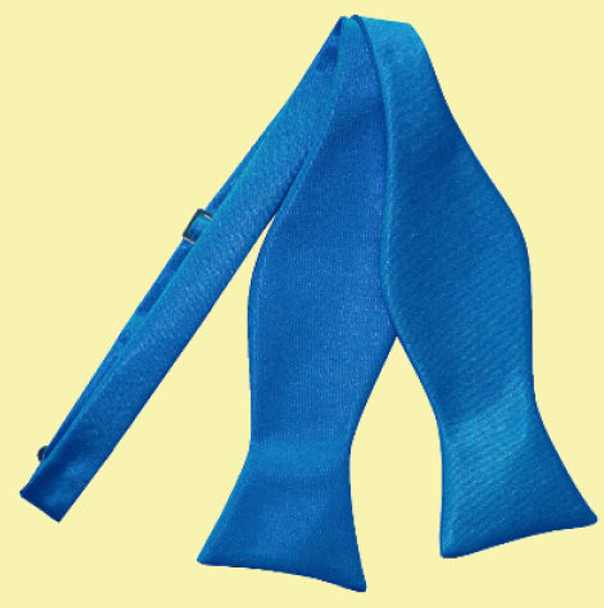 Electric Blue Mens Plain Satin Self-Tie Bow Tie Wedding Necktie 