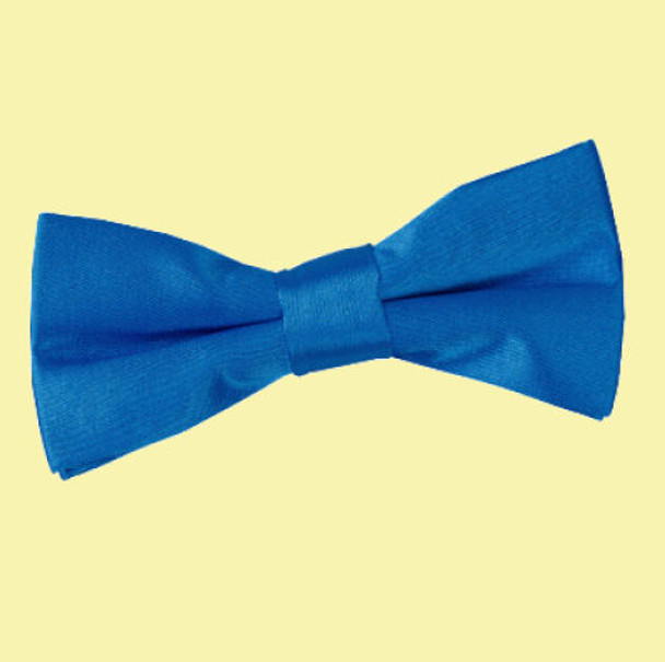 Electric Blue Boys Plain Satin Bow Tie Wedding Neck Bow Tie